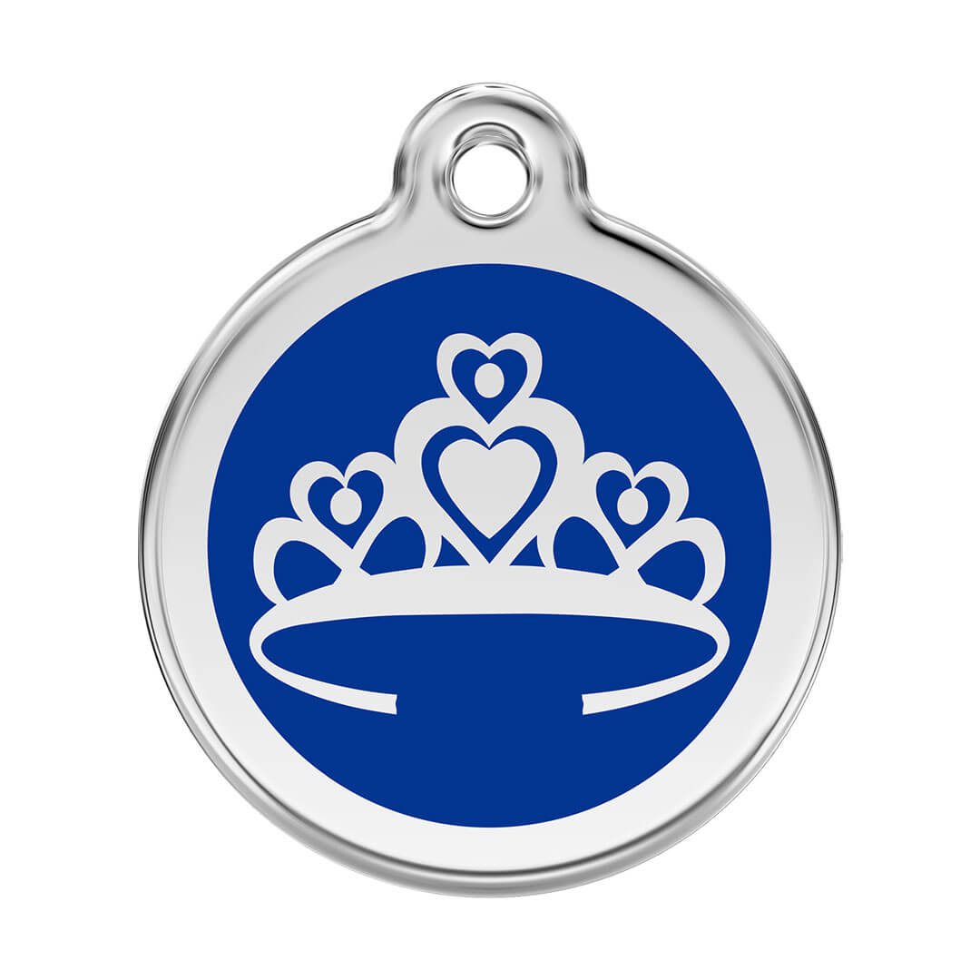 Médaille gravée pour chat bleu marine - Couronne