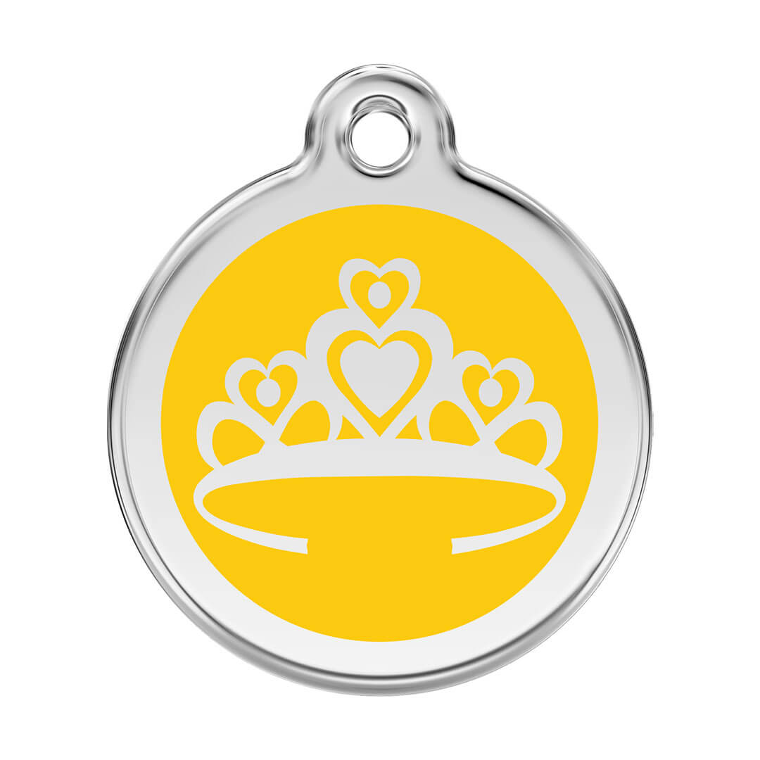 Médaille gravée pour chat jaune - Couronne