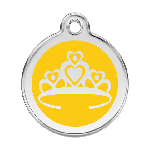 Médaille gravée pour chat jaune - Couronne