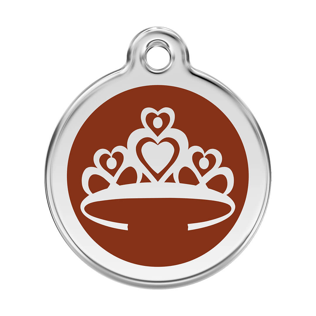 Médaille gravée pour chat marron - Couronne