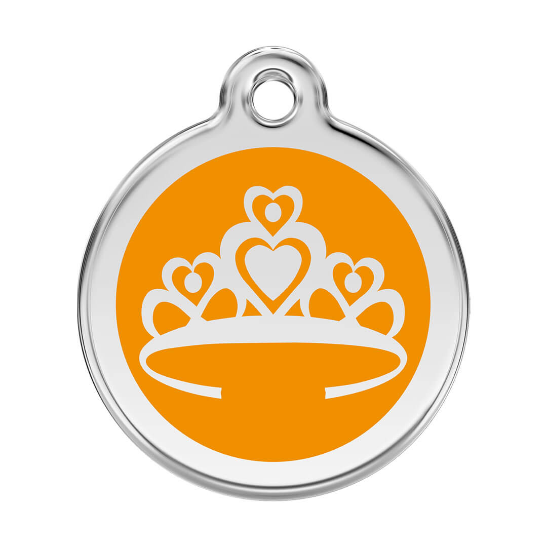 Médaille gravée pour chat orange - Couronne