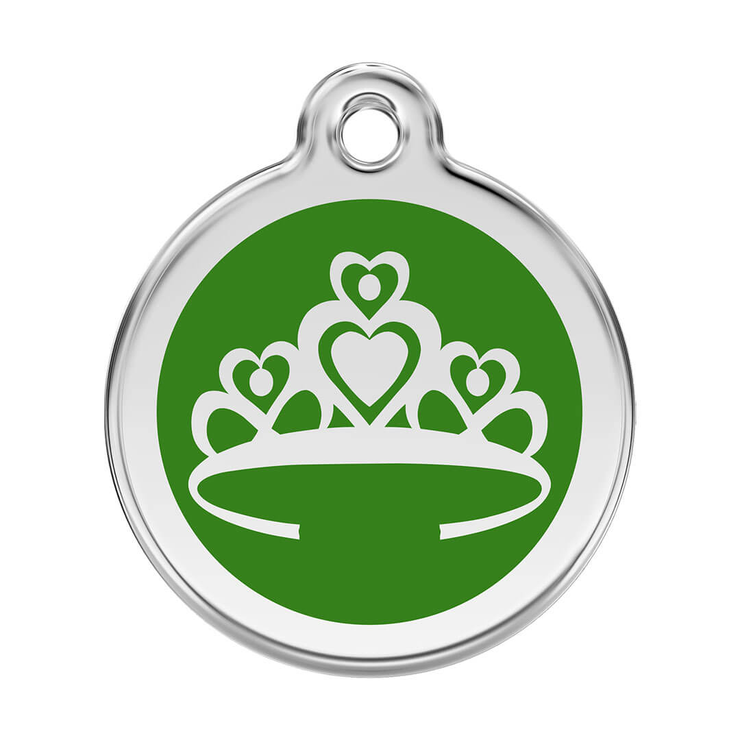 Médaille gravée pour chat vert - Couronne