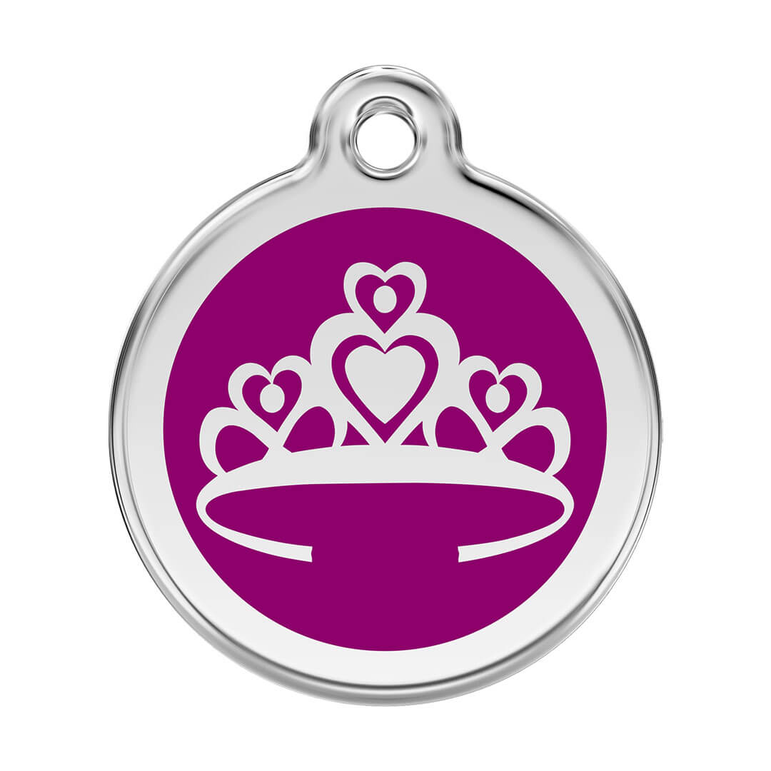 Médaille gravée pour chat violet - Couronne