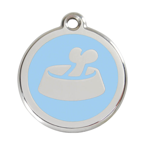 Médaille gravée pour chien bleu ciel - motif gamelle